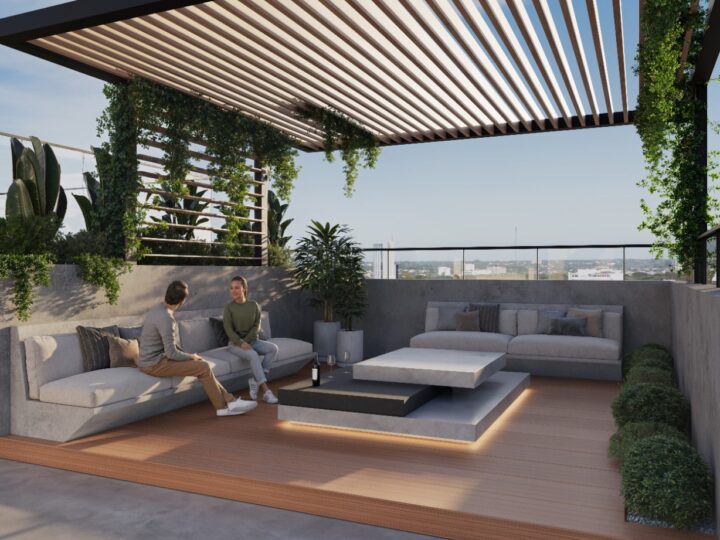 Terraza con pérgola