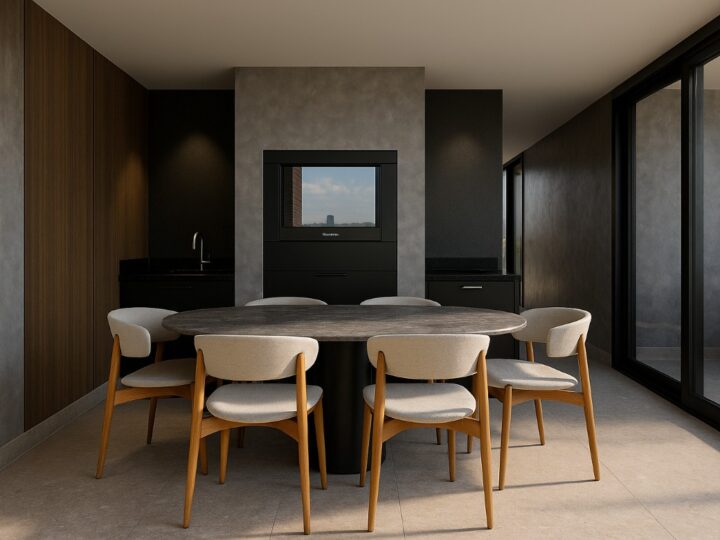 Apartment dining area, render