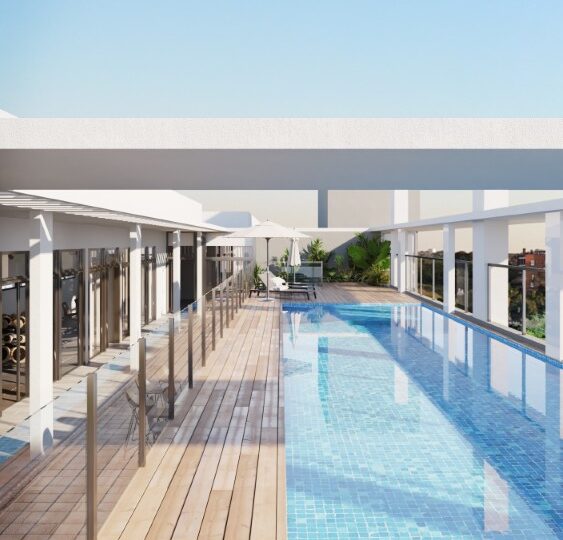 Lap pool with deck, render